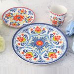 Vajilla 12 Pzas Floral Azul