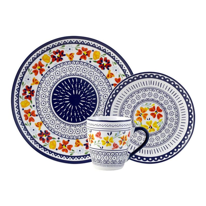 Vajilla con Diseño Floral Colorido 12 Pzs