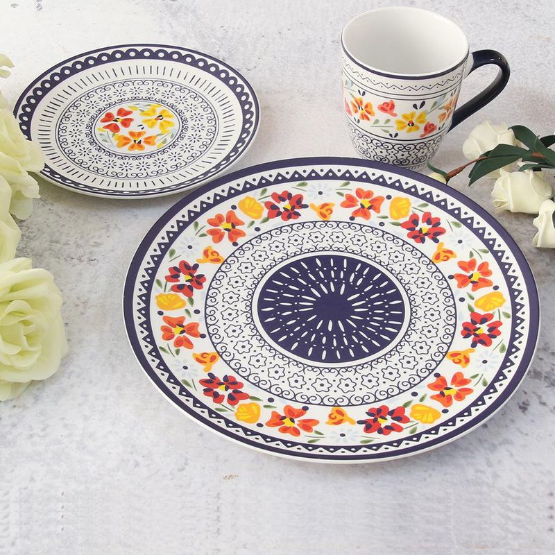Vajilla con Diseño Floral Colorido 12 Pzs