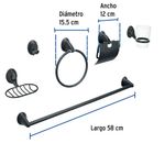 Set de 6 Accesorios para Baño Acero Inoxidable Negro Mate