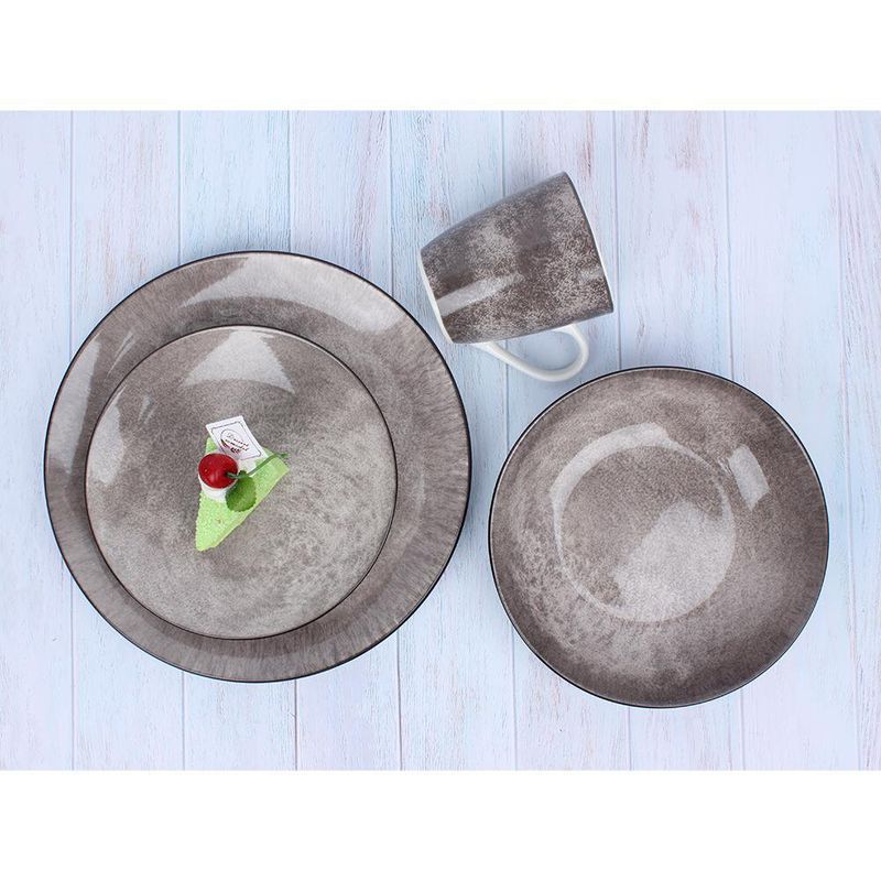 Vajilla Armonía Cerámica Gris Estilo Marmolado 16 Pzs