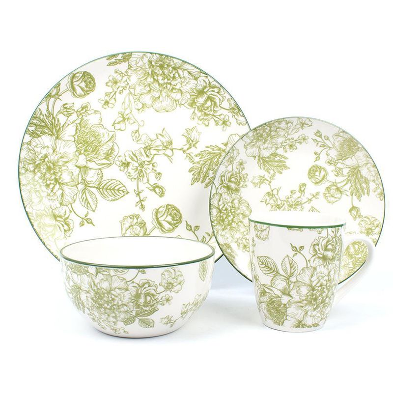Vajilla-Elizabeth-Ceramica-Diseño-Floral-Verde-16-Pzs