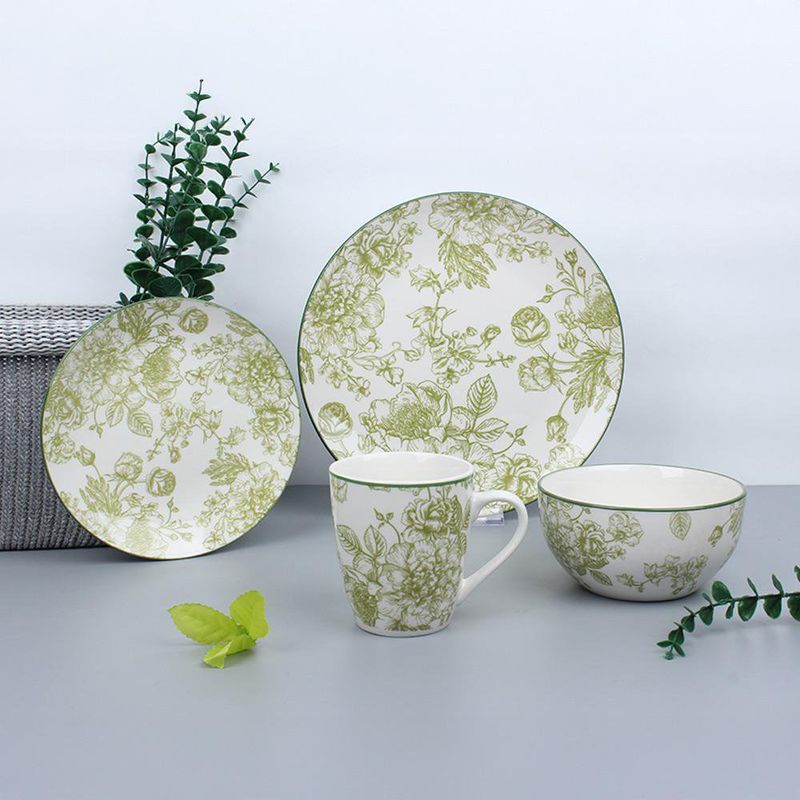 Vajilla-Elizabeth-Ceramica-Diseño-Floral-Verde-16-Pzs