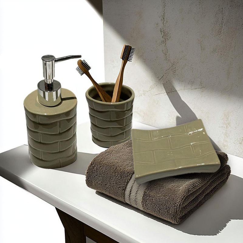 Set de Baño de Cerámica 4 Piezas Color Verde