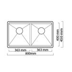 Lavatrastos de Acero Inoxidable de 2 Fosas 80 Cm - Prymium