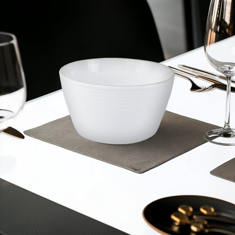 Bowl Blanco Con Borde Dorado 6 Plg