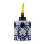 Antorcha de Mesa Vidrio Azul y Blanco Tie Dye 5.75 Plg Diseños Surtidos
