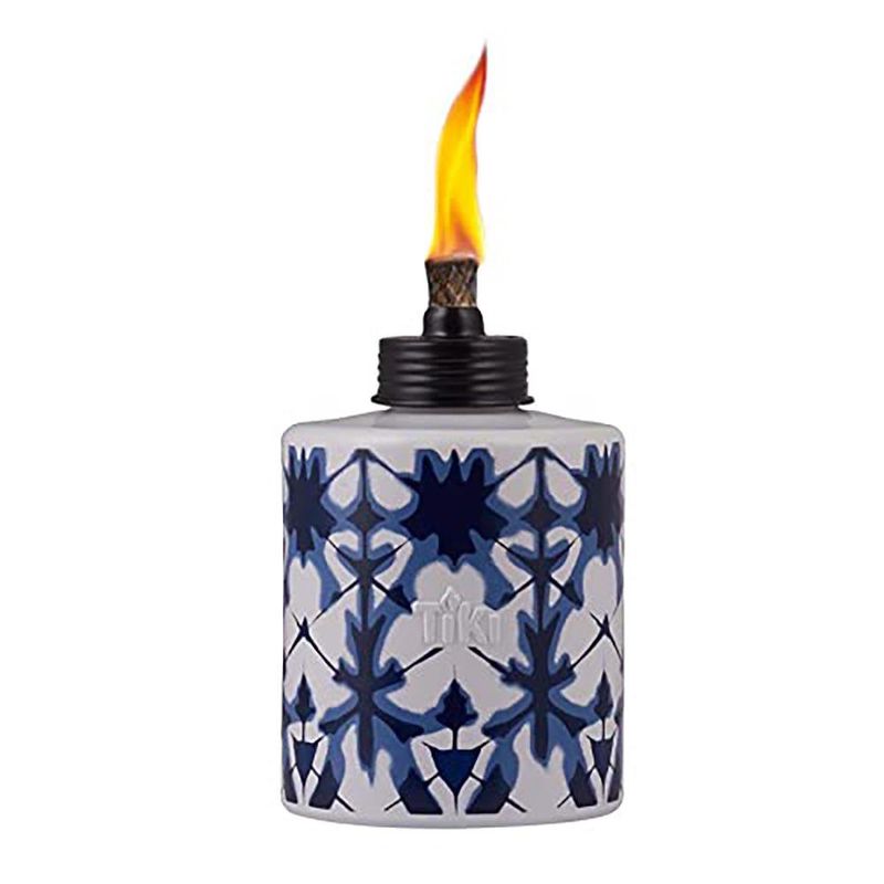 Antorcha de Mesa Vidrio Azul y Blanco Tie Dye 5.75 Plg Diseños Surtidos