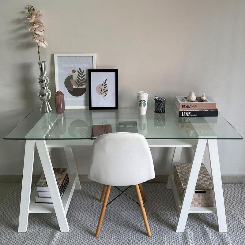 Escritorio Blanco con Cubierta de Cristal