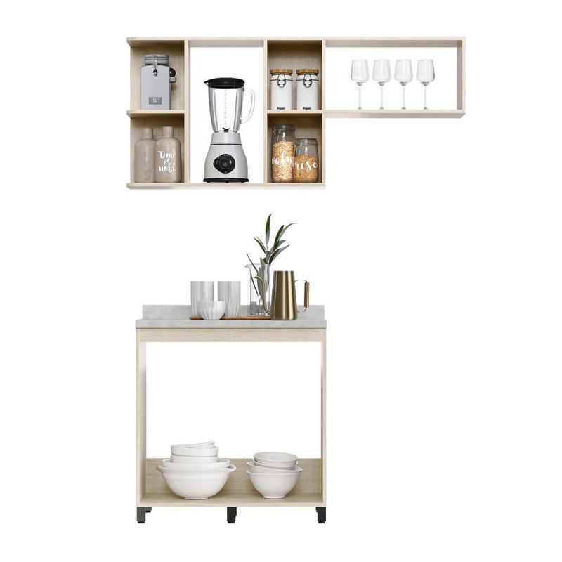 Conjunto de Gabinetes de Cocina Gris y Beige