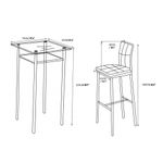Conjunto de Mesa Alta con 2 Sillas de Bar