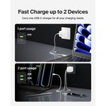 Cargador de Pared Doble USB-C Blanco de 45W