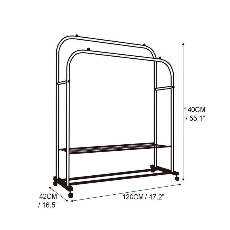 Colgador Para Ropa Doble De Metal Blanco 120X45X140 Cm - Viva