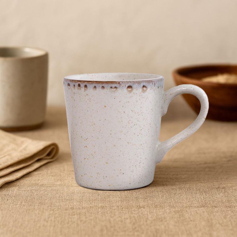 Pocillo de Cerámica Estilo Elegante Crema Tornasol 12.8 Onz