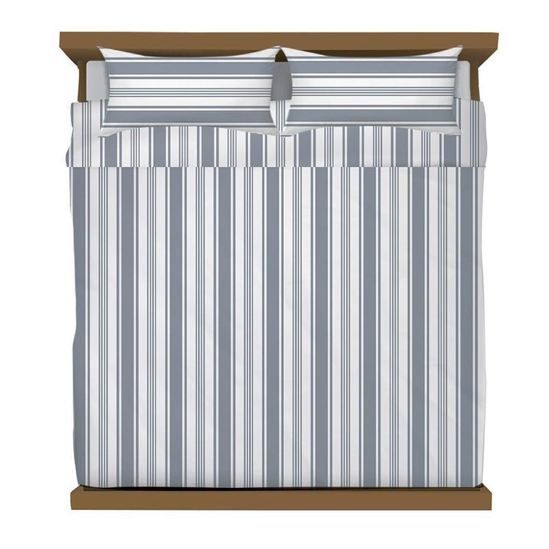 Set de Duvet con Rayas Verticales King Celeste con Blanco