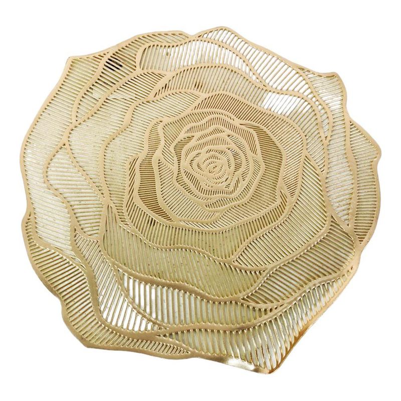 Individual Decorativo en Forma de Rosa Dorado