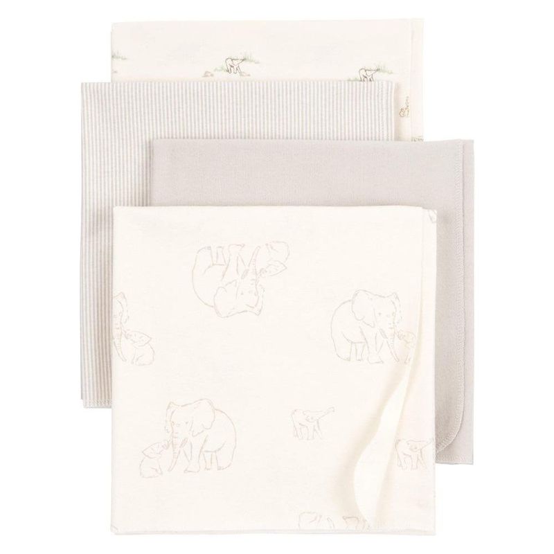 Set de Mantas Recibidoras Elefante Blanco y Gris 4 Pzas