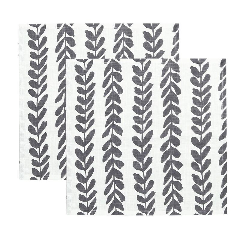 Set 2 Servilletas de Tela Floral Gris