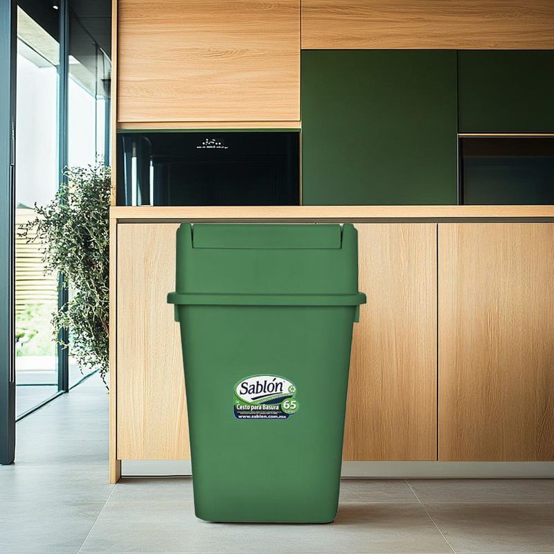 Cesto para Basura con Balancín Frontal Verde 65 L