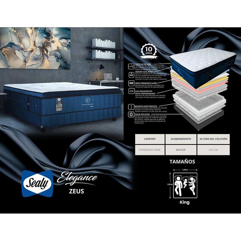 Set de Cama Colchón + Base Zeus Crown Jewel King