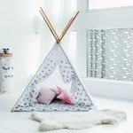 Cortina Infantil Black Out Gris con Diseño Estrellas