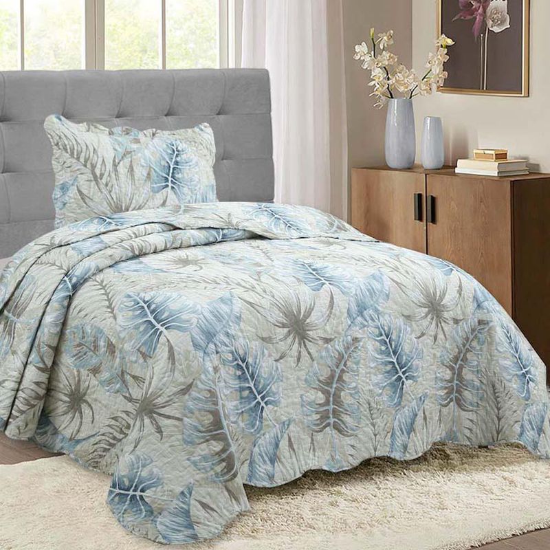 Set de Cubrecama Estampado Hojas - Varios Tamaños