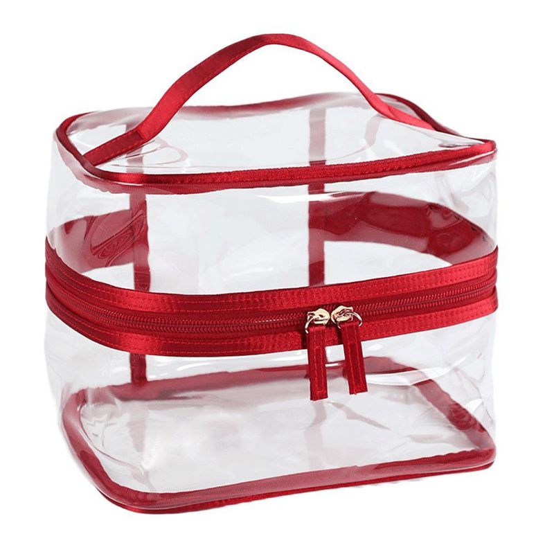 Set de 3 Cosmetiqueras Roja con Transparente