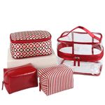 Set de 3 Cosmetiqueras Roja con Transparente