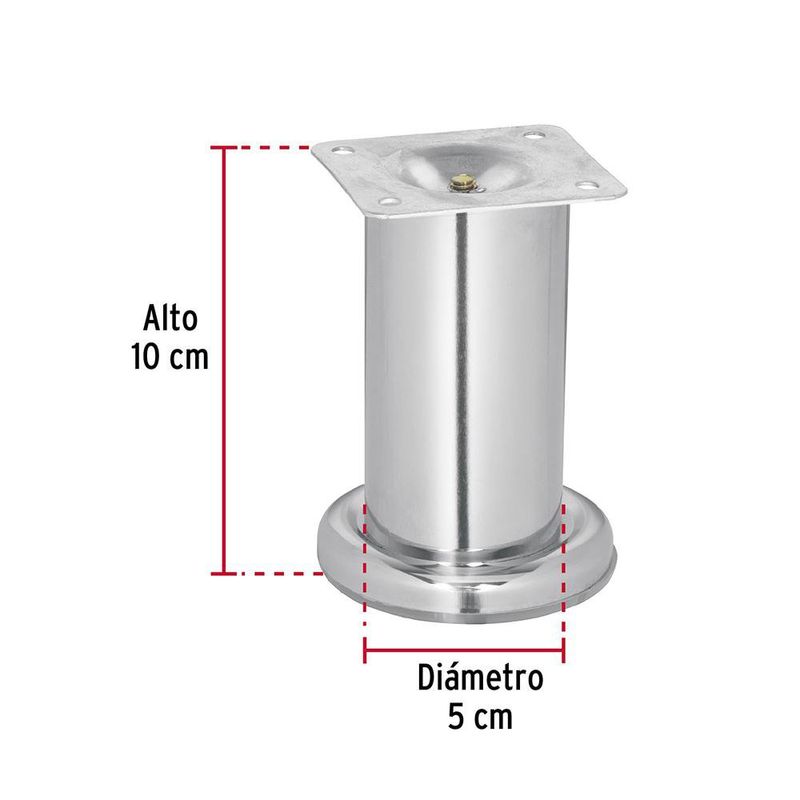 Pata para Sofá y Mueble Cromo 100 Mm