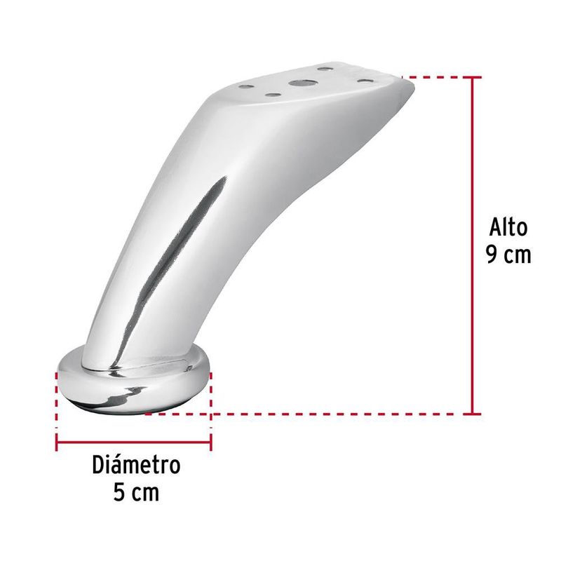 Pata para Sofá y Mueble Cromo 90 Mm