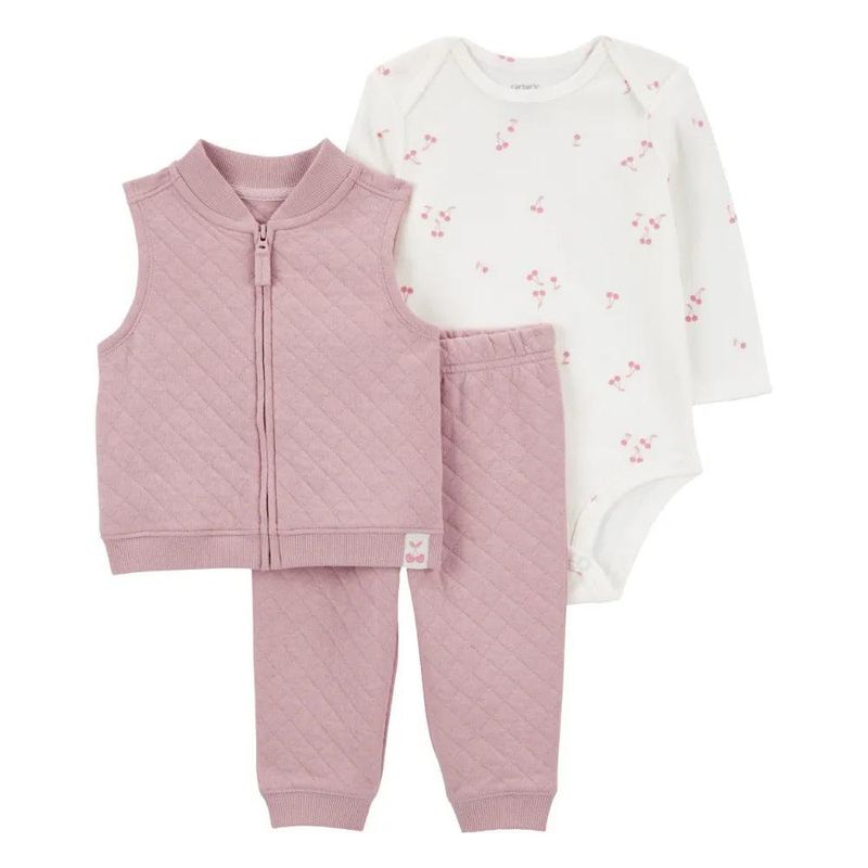 Conjunto de Chaleco Acolchado Body de Manga Larga y Pantalón para Niña - Varias Tallas