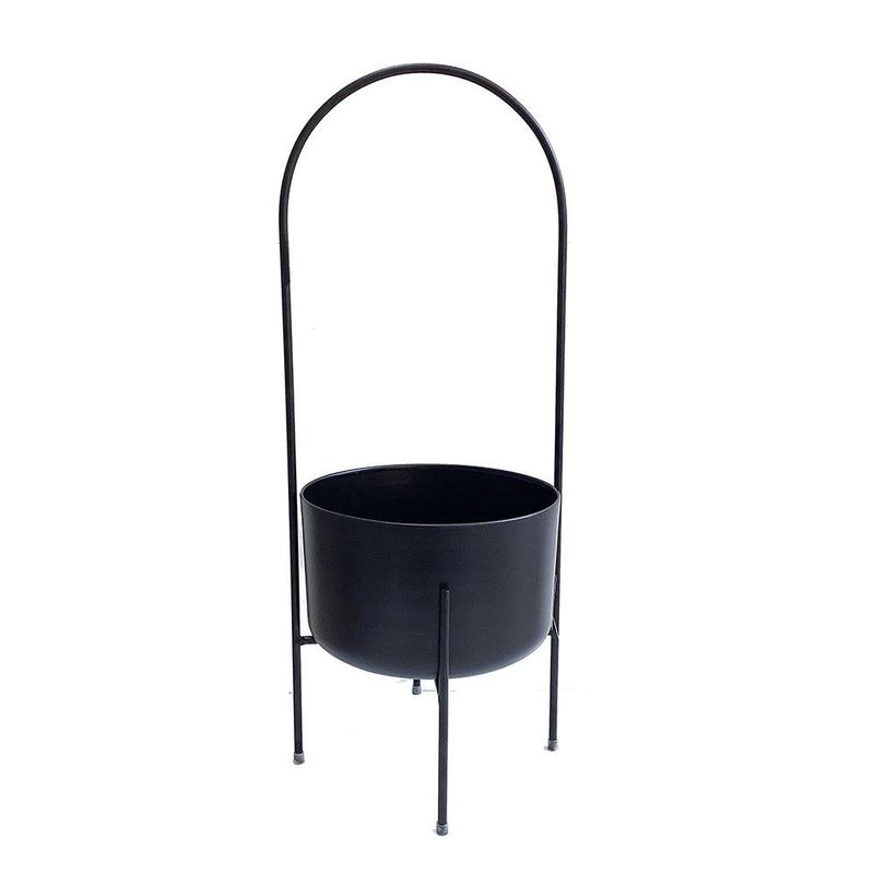 Maceta de Metal Negra con Soporte