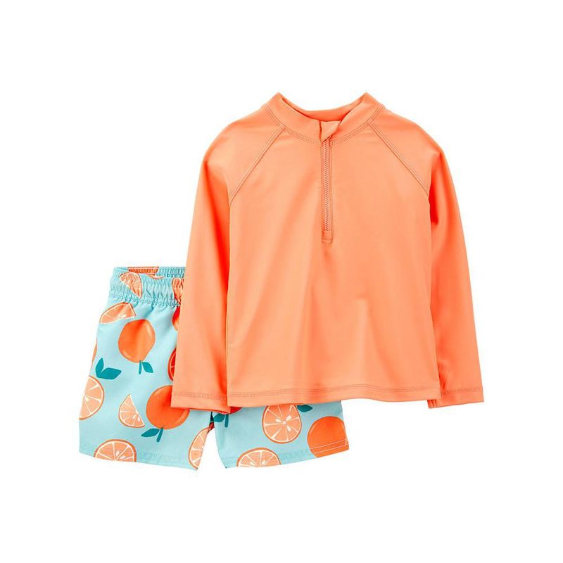 Conjunto de Traje de Baño con Protección UV y Estampado de Naranjas para Niño - Varias Tallas