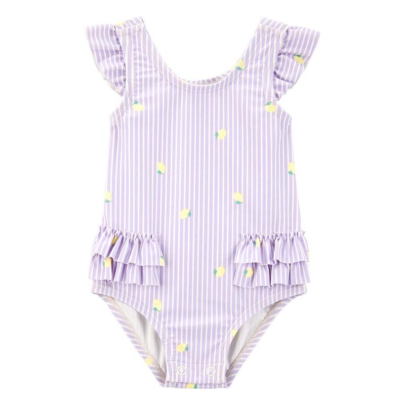 Traje de Baño Enterizo con Volantes y Estampado de Limones para Niña - Varias Tallas