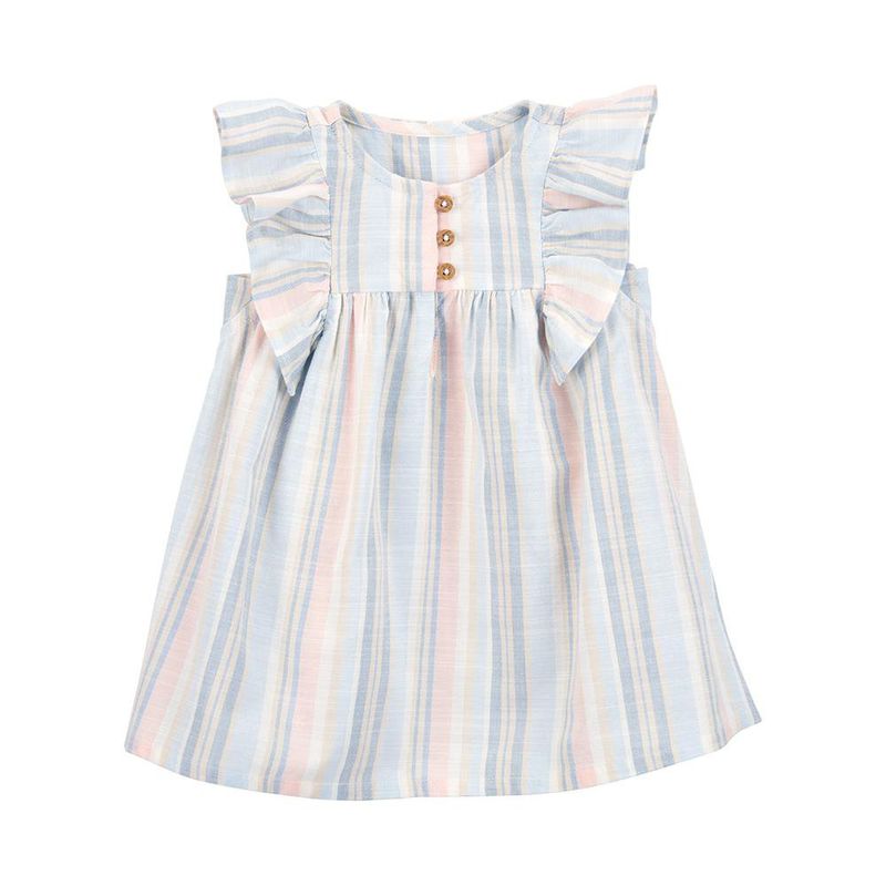 Vestido de Rayas con Volantes y Botones - Varias Tallas