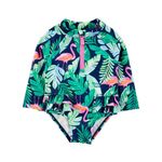 Traje de Baño con Protección UV y Estampado Tropical para Niña - Varias Tallas