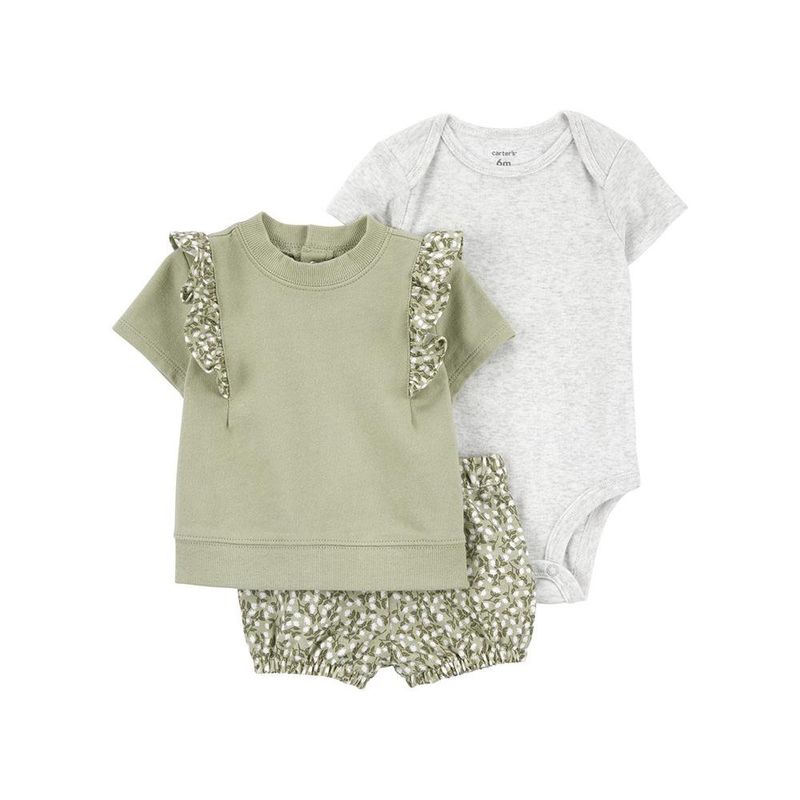 Conjunto de Blusa con Volantes Body y Bloomers Estampados - Varias Tallas