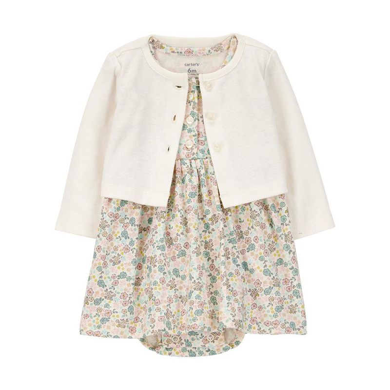 Vestido con Body Integrado y Chaqueta de Manga Larga con Estampado Floral - Varias Tallas