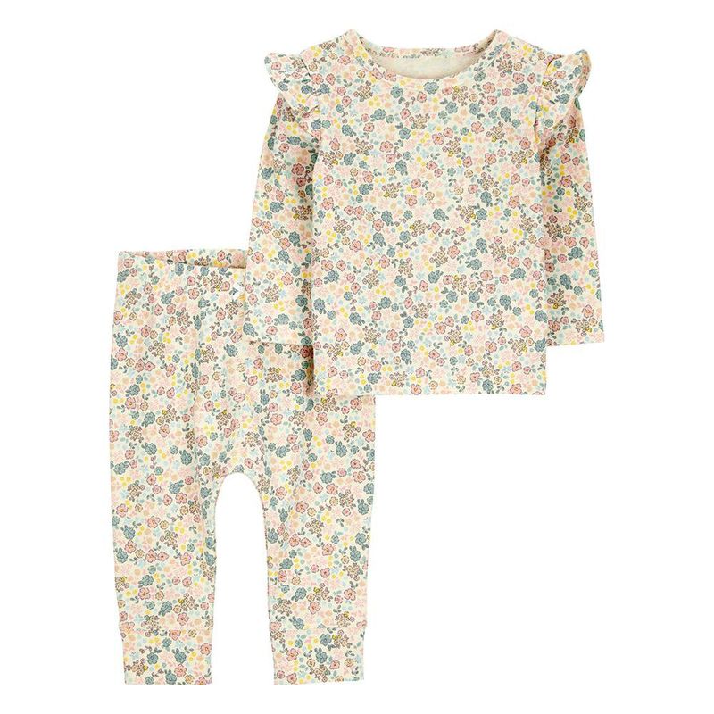 Conjunto de Blusa con Volantes y Pantalón con Estampado Floral para Niña - Varias Tallas
