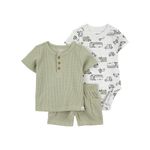 Conjunto 3 Piezas Bebe Diseño Autos Verde Olivo - Varias Tallas