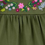 Conjunto de Mameluco Verde con Bordado Floral y Pantalón Tipo Mezclilla para Niña -  Varias Tallas