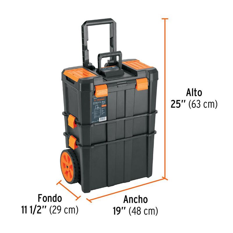 Caja para Herramientas Desmontable con Ruedas 3 en 1