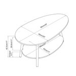 Mesa de Centro Ovalada Blanca con Repisa Inferior