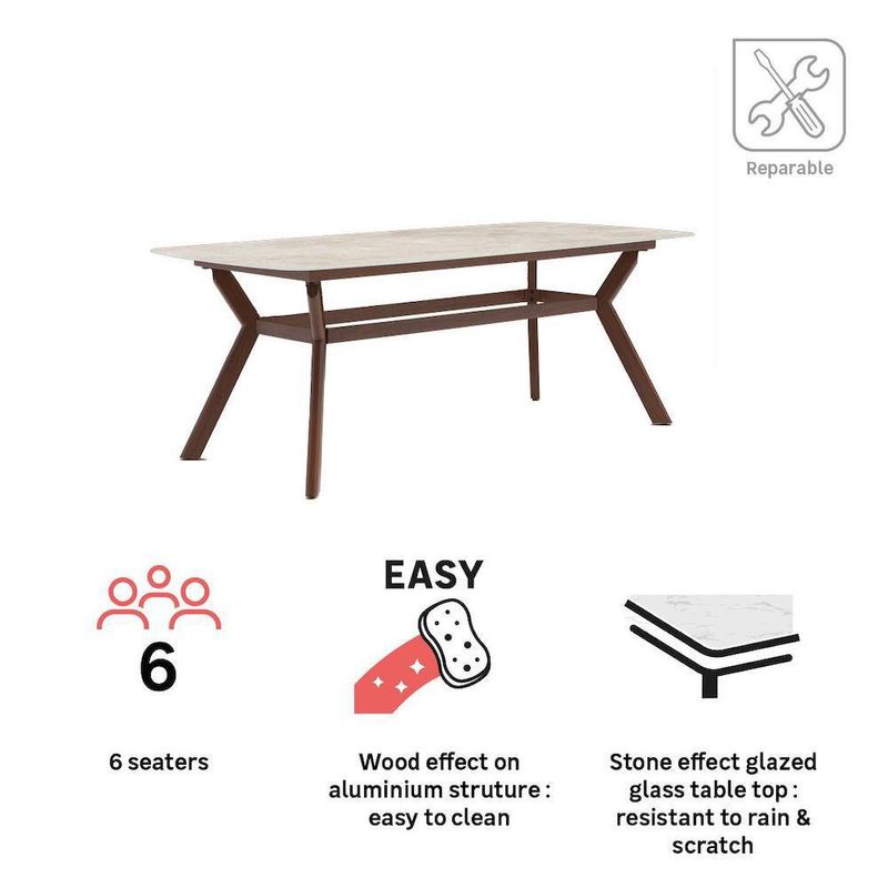 Mesa de Comedor Beige 6 Personas Natura