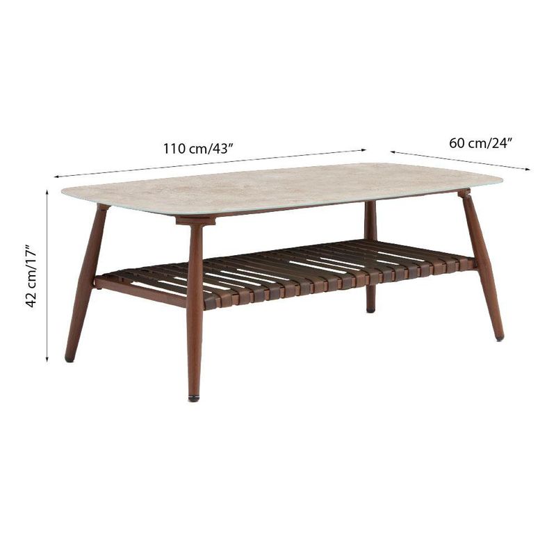 Mesa de Centro Aluminio y Vidrio Beige Natura