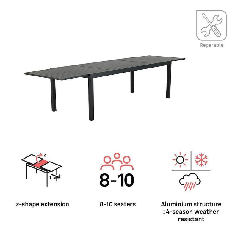 Mesa Extensible Aluminio Gris Atenas