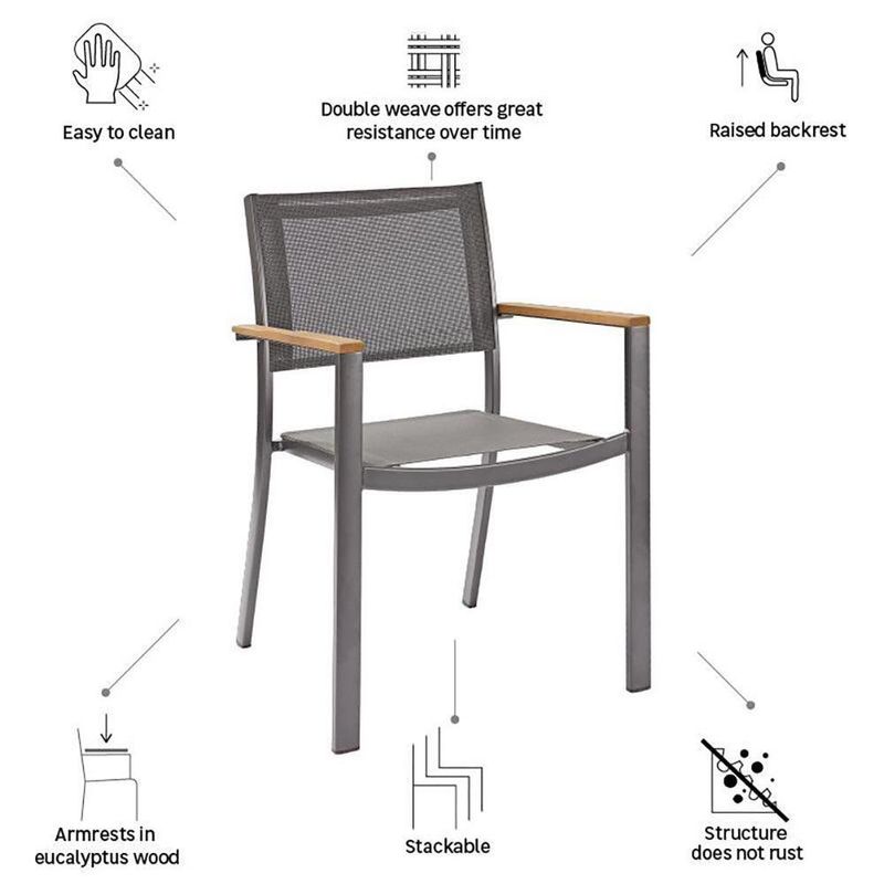 Silla de Exterior de Aluminio con Brazos Oris Gris