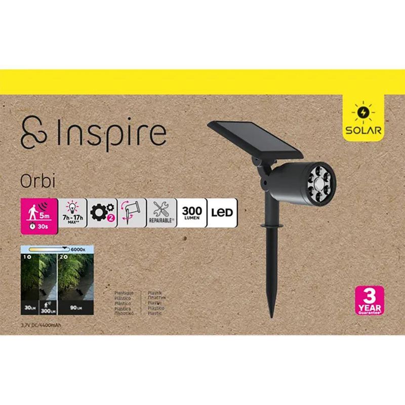 Lámpara Solar LED Negro 6000 K