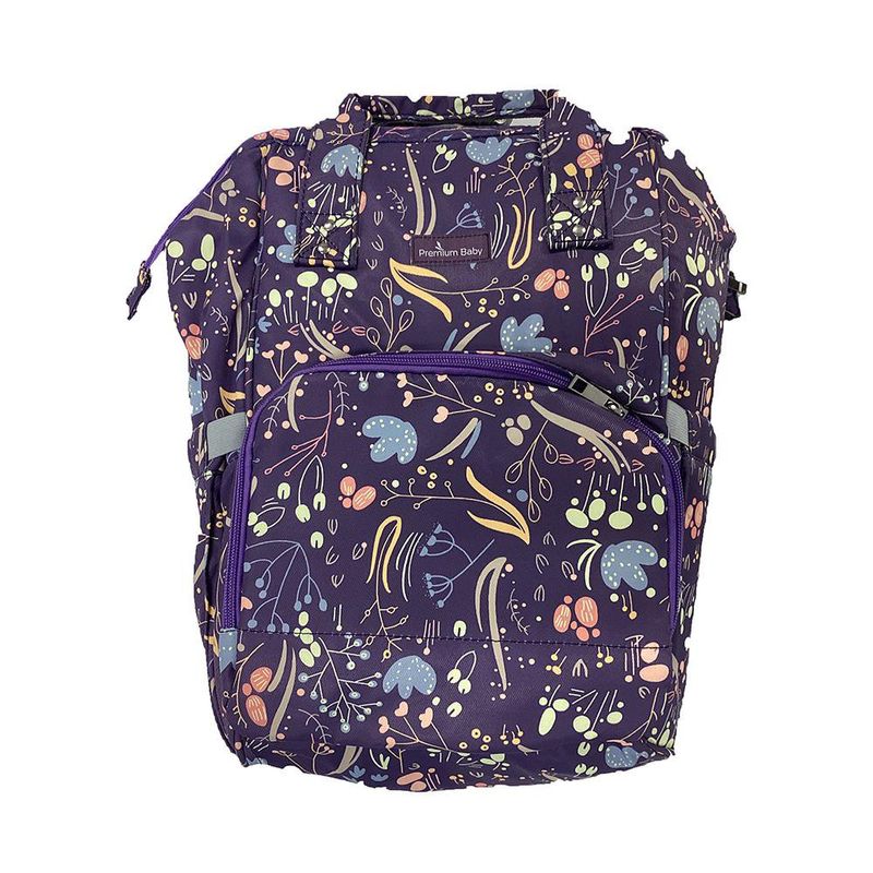 Pañalera Tipo Mochila Estampado de Flores Azul Pav