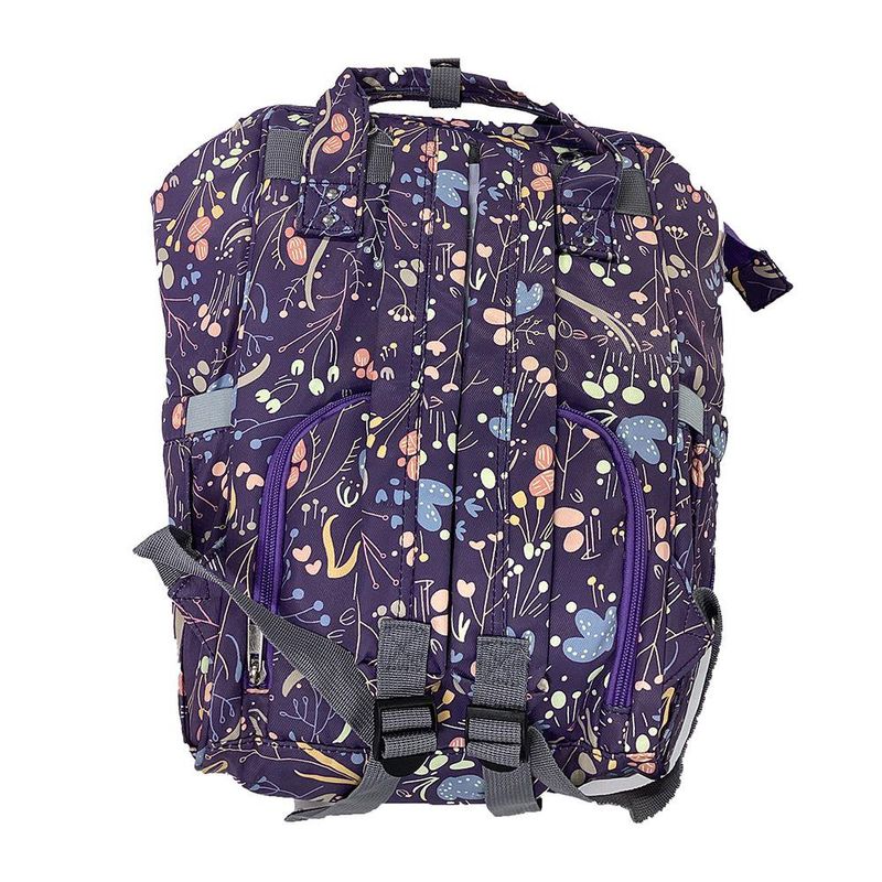 Pañalera Tipo Mochila Estampado de Flores Azul Pav
